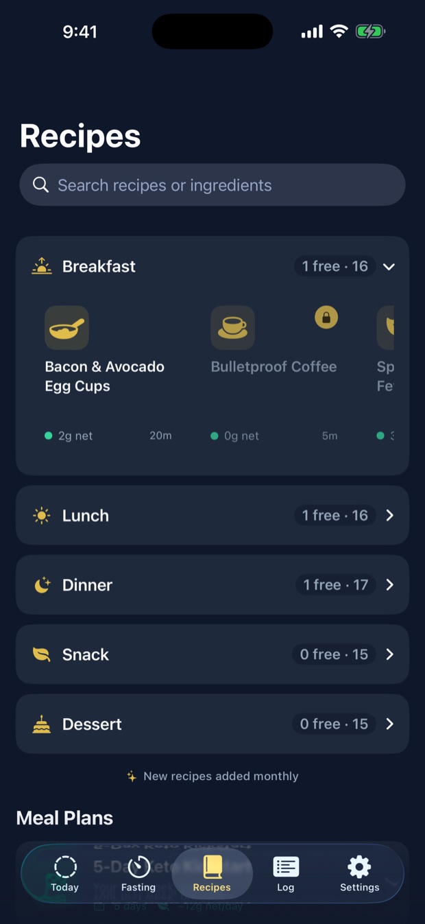 Keto recipe library